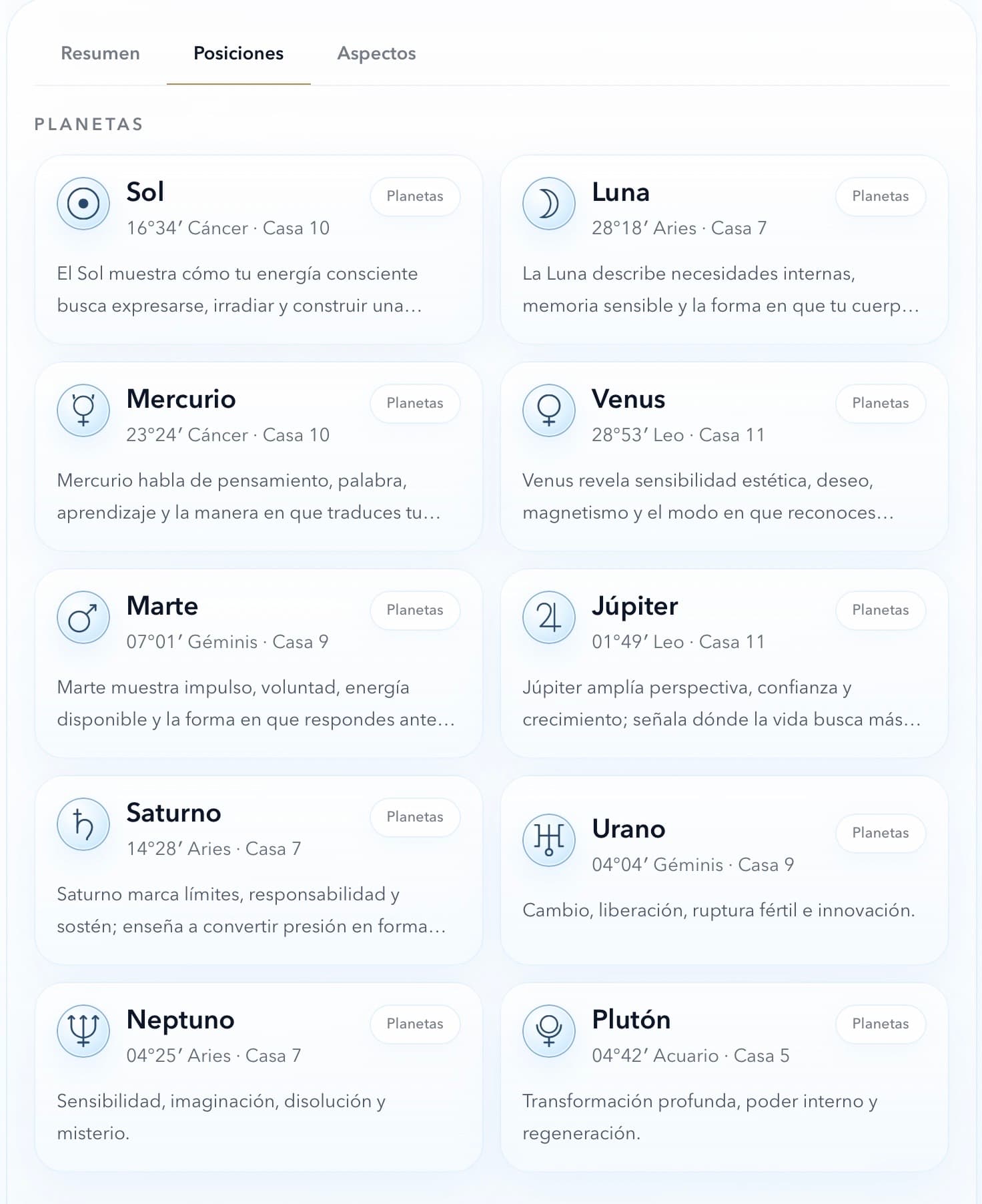 Screenshot real de Build 1 con posiciones y detalles de la carta en Celestial Nexus.